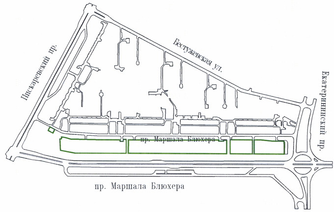 Постановление Правительства Санкт-Петербурга от 24.02.2015 N 216 "Об утверждении проекта планировки с проектом межевания территории, ограниченной Бестужевской ул., Екатерининским пр., пр.Маршала Блюхера, Пискаревским пр., в Красногвардейском районе"