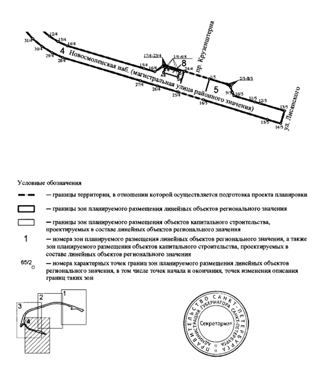 Постановление Правительства Санкт-Петербурга от 05.12.2025 N 946 "Об утверждении проекта планировки с проектом межевания территории для размещения линейных объектов регионального значения "Новосмоленская наб. от ул. Лисянского до магистрали N 5", "Магистраль N 5 от Новосмоленской наб. до пр. Крузенштерна". Рис. 8